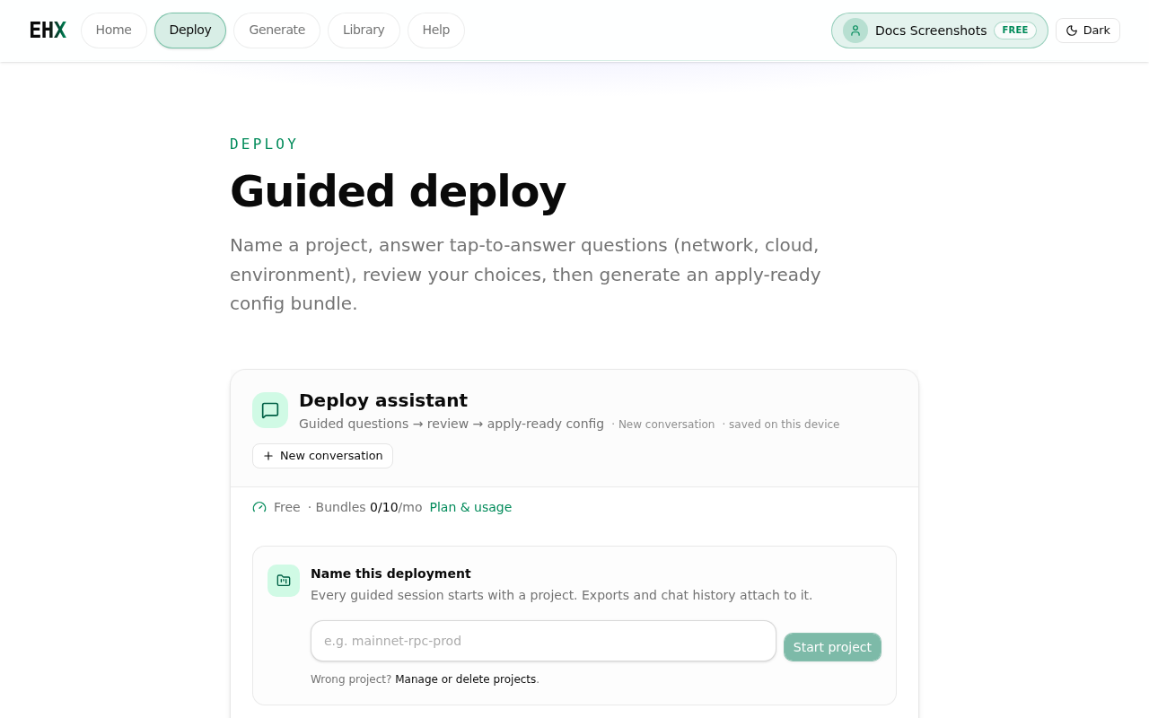 Name a project before the guided wizard starts