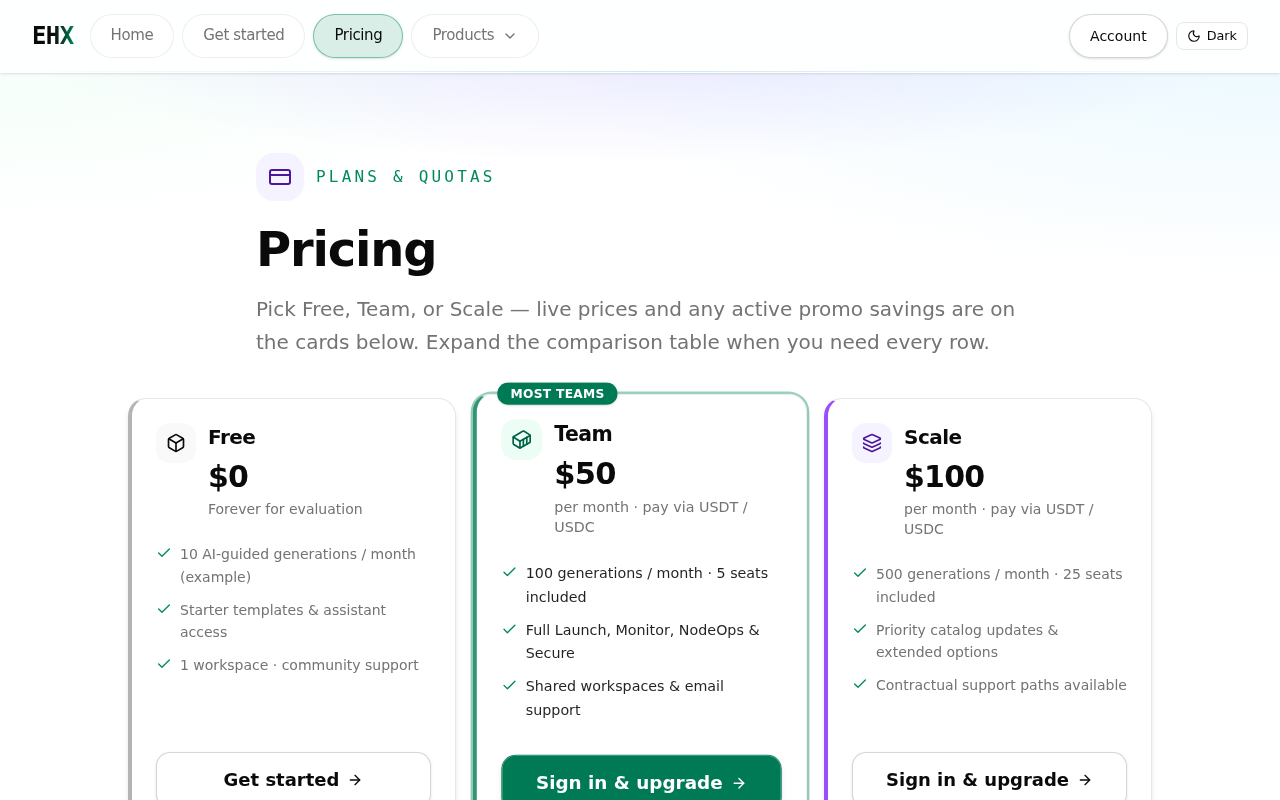 Pricing cards with promotional discount (light theme)
