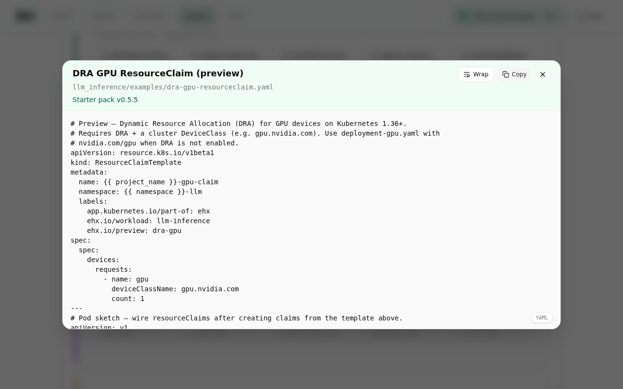 Library templates tab with catalog preview